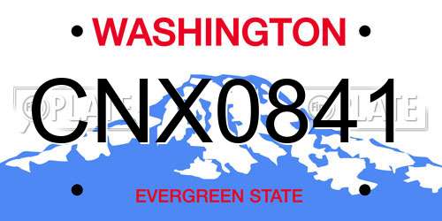 CNX0841 Washington License Plate