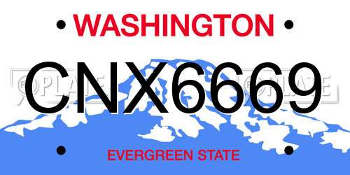 CNX6669 Washington License Plate