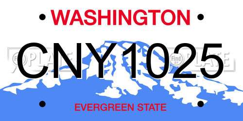 CNY1025 Washington License Plate