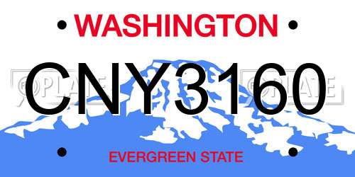 CNY3160 Washington License Plate