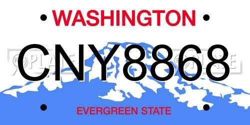 CNY8868 Washington License Plate