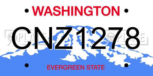 CNZ1278 Washington License Plate