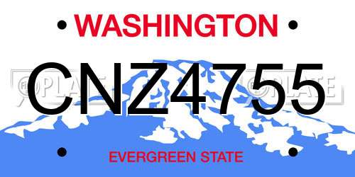 CNZ4755 Washington License Plate