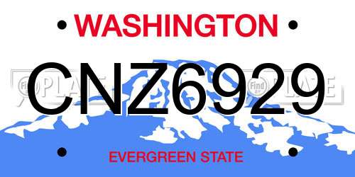 CNZ6929 Washington License Plate