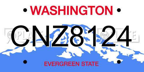 CNZ8124 Washington License Plate
