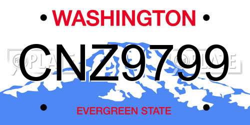CNZ9799 Washington License Plate