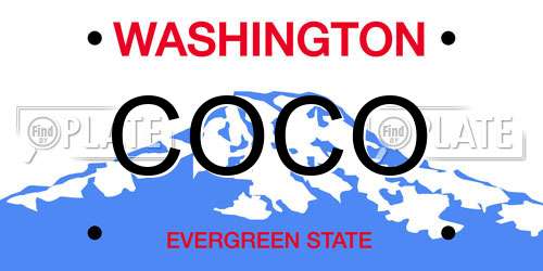 COCO Washington License Plate