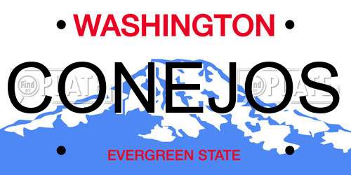 CONEJOS Washington License Plate