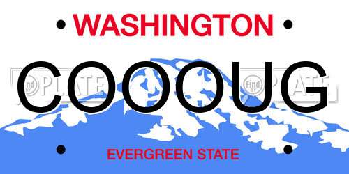 COOOUG Washington License Plate