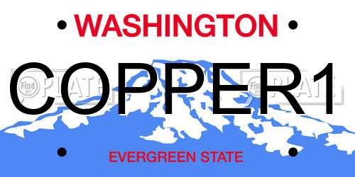 COPPER1 Washington License Plate