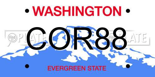 COR88 Washington License Plate