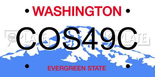 COS49C Washington License Plate