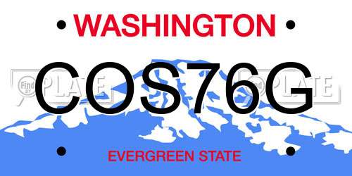 COS76G Washington License Plate