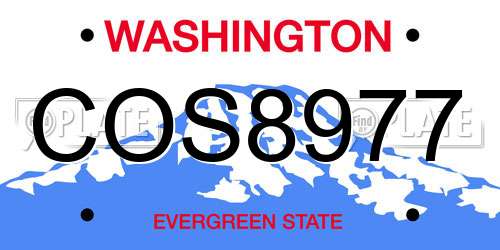 COS8977 Washington License Plate