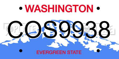 COS9938 Washington License Plate