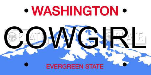 COWGIRL Washington License Plate