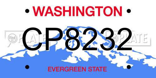 CP8232 Washington License Plate