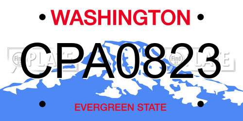 CPA0823 Washington License Plate