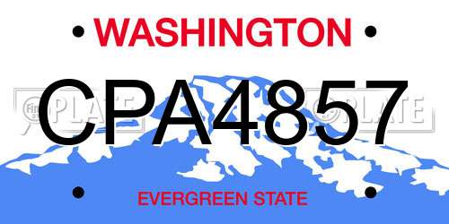 CPA4857 Washington License Plate