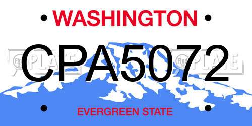 CPA5072 Washington License Plate