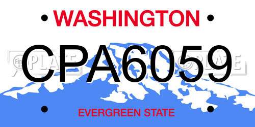 CPA6059 Washington License Plate