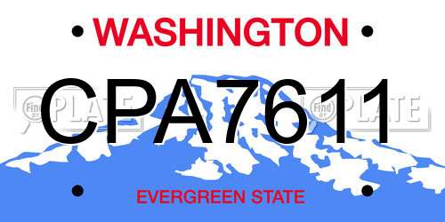 CPA7611 Washington License Plate