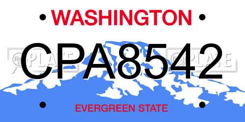 CPA8542 Washington License Plate
