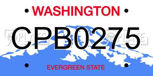 CPB0275 Washington License Plate