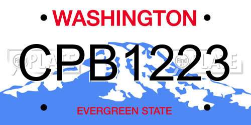 CPB1223 Washington License Plate