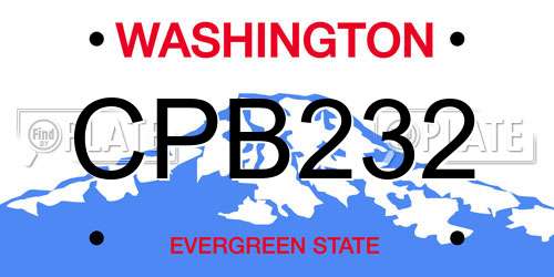 CPB232 Washington License Plate