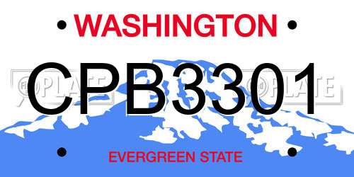CPB3301 Washington License Plate