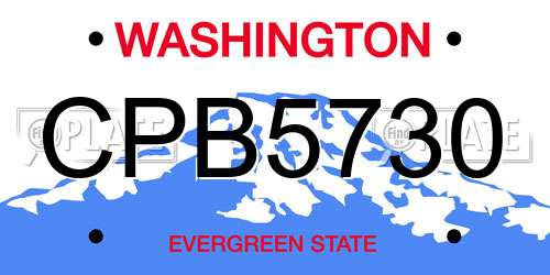CPB5730 Washington License Plate