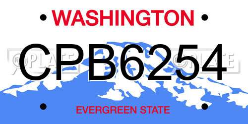CPB6254 Washington License Plate