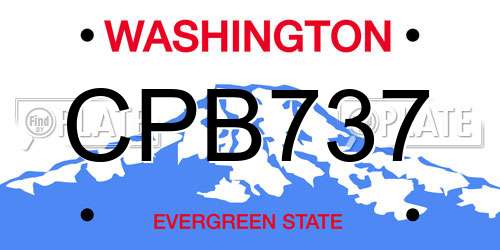 CPB737 Washington License Plate