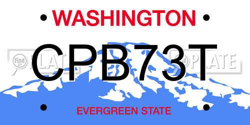 CPB73T Washington License Plate