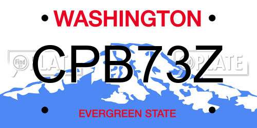 CPB73Z Washington License Plate