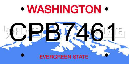 CPB7461 Washington License Plate