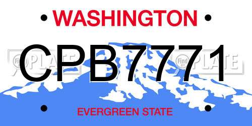 CPB7771 Washington License Plate