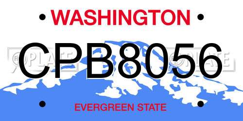 CPB8056 Washington License Plate