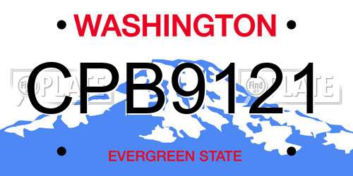 CPB9121 Washington License Plate