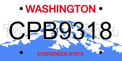 CPB9318 Washington License Plate