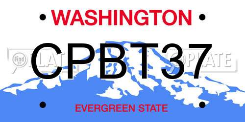 CPBT37 Washington License Plate