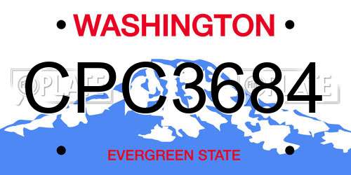CPC3684 Washington License Plate