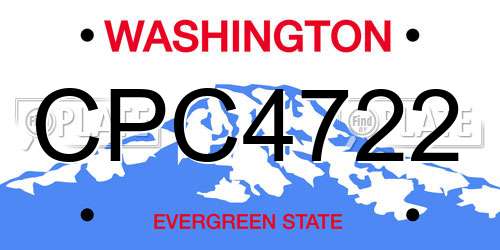 CPC4722 Washington License Plate