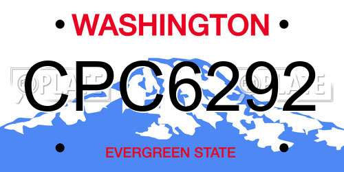 CPC6292 Washington License Plate