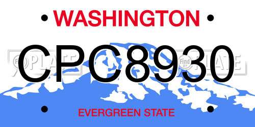CPC8930 Washington License Plate
