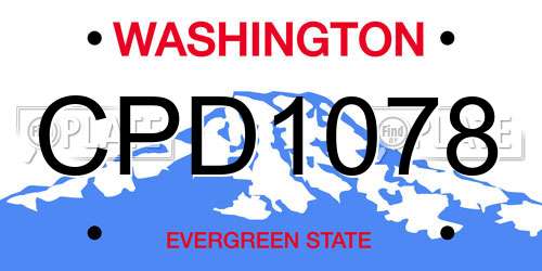 CPD1078 Washington License Plate