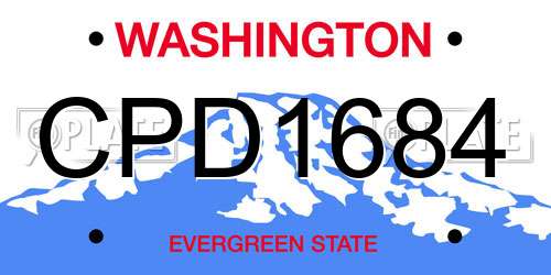 CPD1684 Washington License Plate