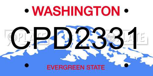 CPD2331 Washington License Plate
