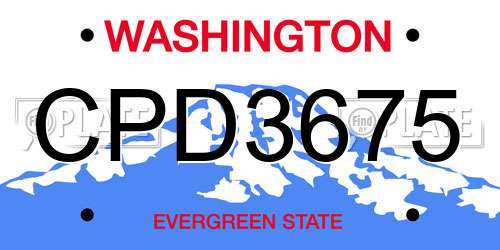 CPD3675 Washington License Plate